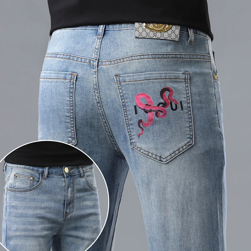 2025 spring/summer slim fit small straight tube trendy brand light luxury jeans men's stretch denim fashionable high-end pants
2025 spring/summer slim fit small straight tube trendy brand light luxury jeans men's stretch denim fashionable high-end pants
