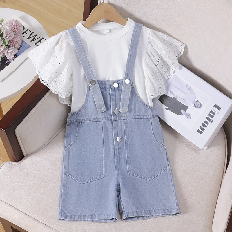 Kids Outfits Sets for Girls Summer Suit Short Sleeve Shirt & Denim Overalls Children Clothes Teenagers Costumes 6 8 10 12 Years
Kids Outfits Sets for Girls Summer Suit Short Sleeve Shirt & Denim Overalls Children Clothes Teenagers Costumes 6 8 10 12 Years