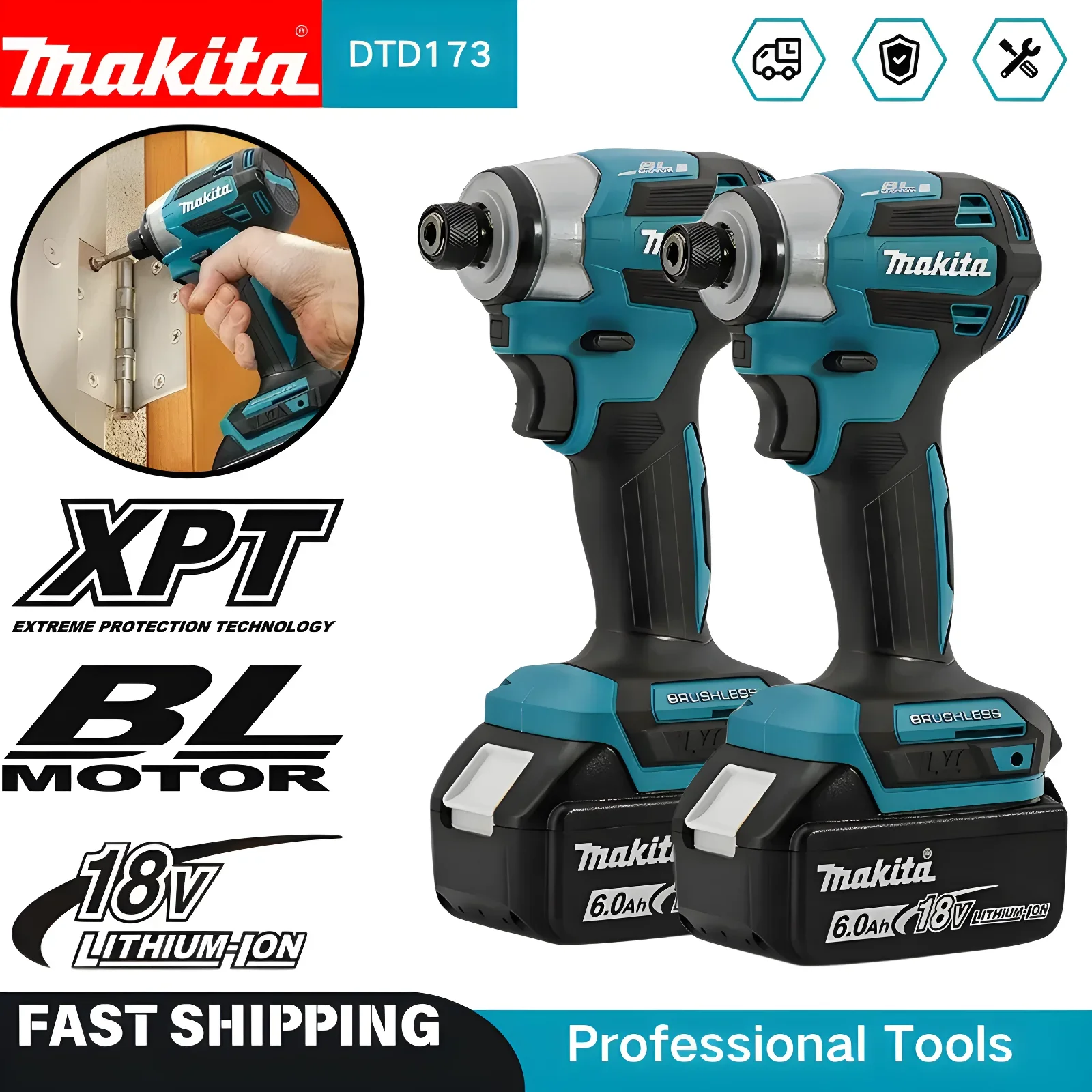 Makita DTD173 Brushless Electric Impact Driver 18V No Battery Included 1800rpm 180Nm Torque for Wood And Bolt Drilling
Makita DTD173 Brushless Electric Impact Driver 18V No Battery Included 1800rpm 180Nm Torque for Wood And Bolt Drilling