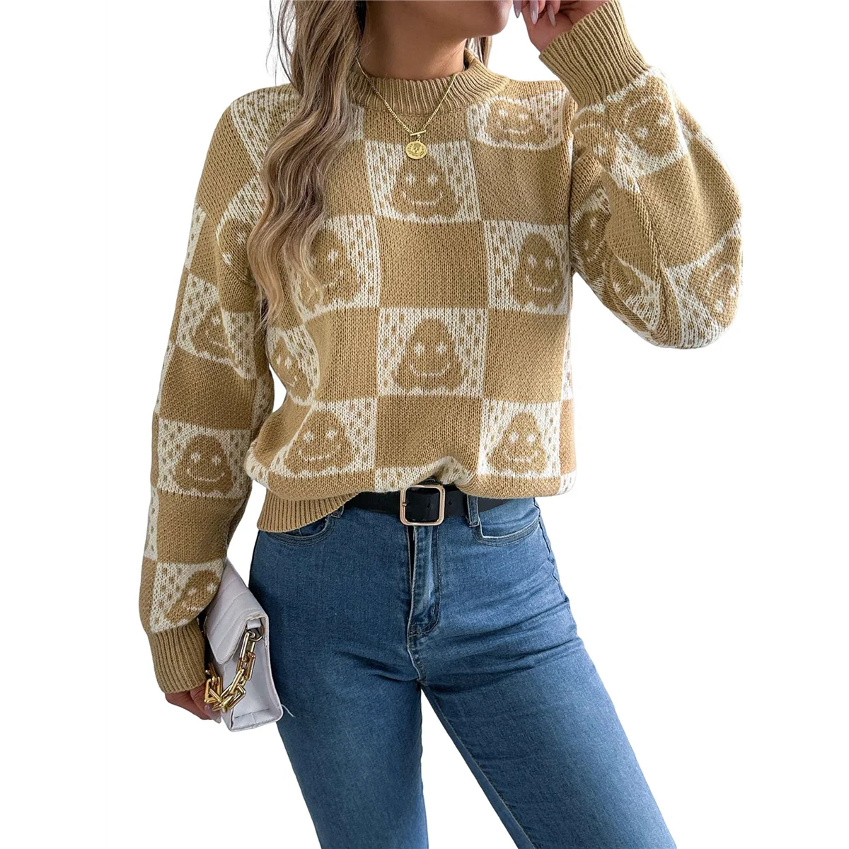 A11I Women'S Round Neck Long Sleeve Sweater Loose Knitted Autumn and Winter Trend Fashion Casual Pullover Tops Khaki M
A11I Women'S Round Neck Long Sleeve Sweater Loose Knitted Autumn and Winter Trend Fashion Casual Pullover Tops Khaki M