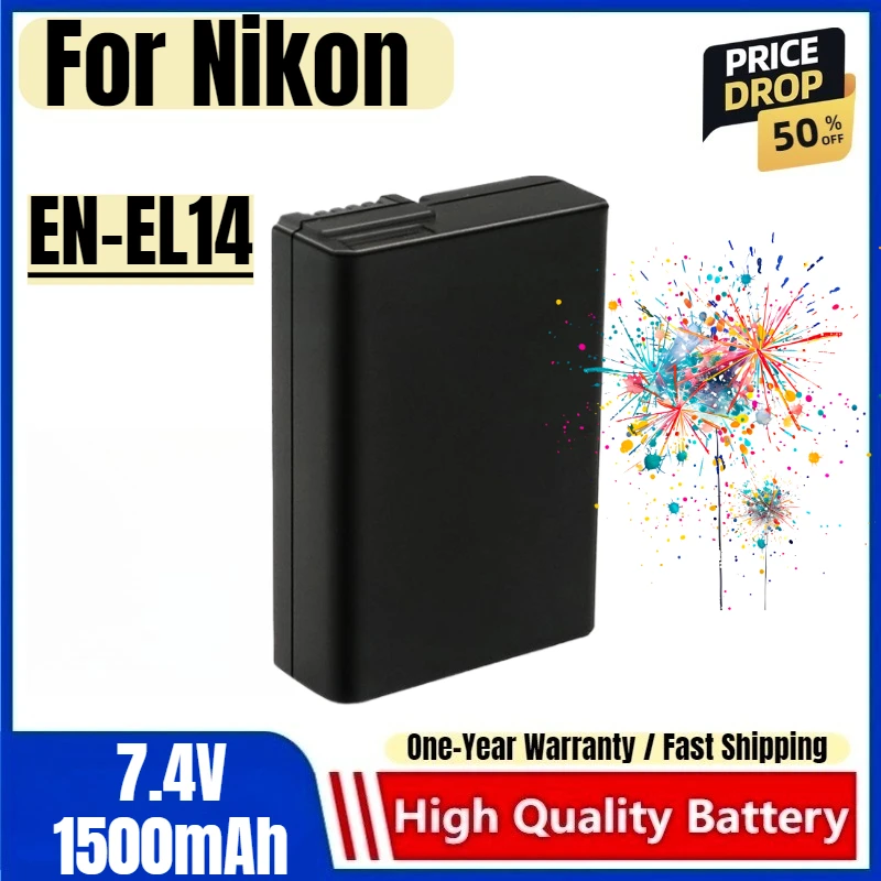 EN-EL14 Battery 7.4V 1500mAh Rechargeable Batteries and Chargers for Nikon Camera Battery Charger Battery
EN-EL14 Battery 7.4V 1500mAh Rechargeable Batteries and Chargers for Nikon Camera Battery Charger Battery