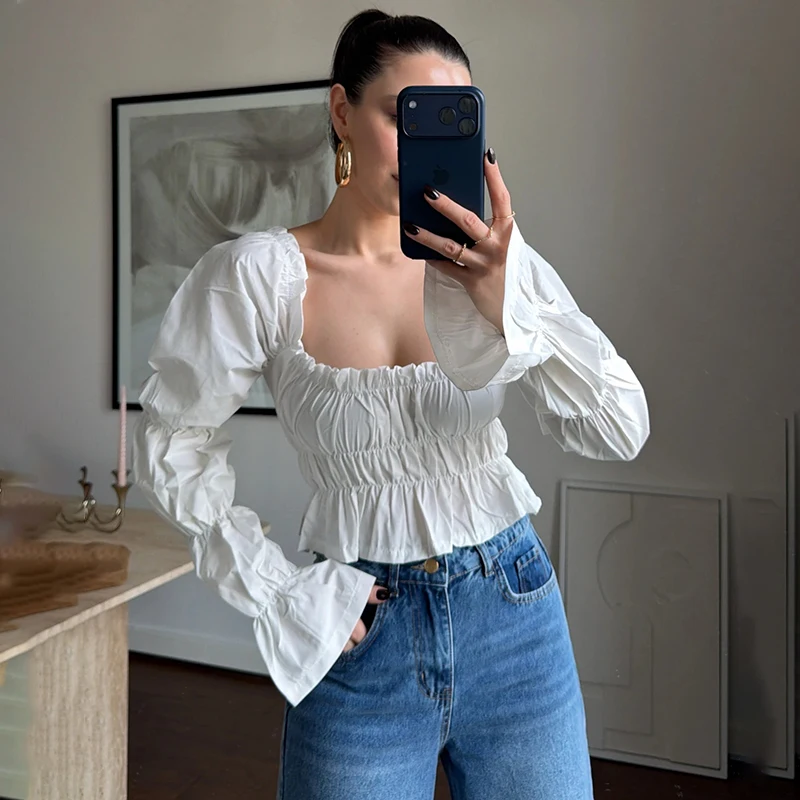 Tornova Fashion Slim Ruched T Shirt Female Puff Long Sleeve Solid Suqare Collar Top Sexy Summer 2026 Lady Casual Short T Shirt
Tornova Fashion Slim Ruched T Shirt Female Puff Long Sleeve Solid Suqare Collar Top Sexy Summer 2026 Lady Casual Short T Shirt