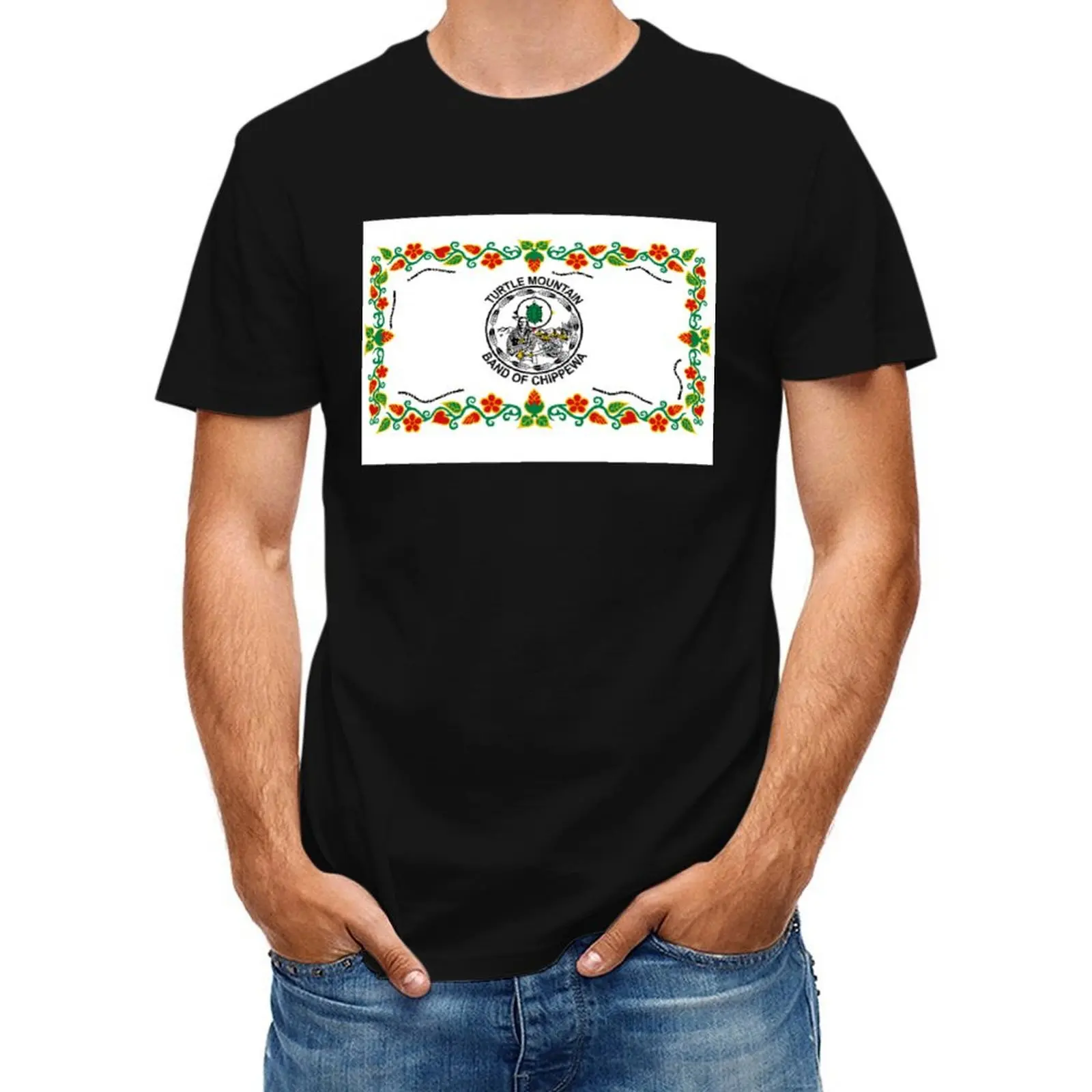 Flag of Turtle Mountain Band of Chippewa Indian Reservation of North Dakota USA T-Shirt graphic tee shirt men t shirt
Flag of Turtle Mountain Band of Chippewa Indian Reservation of North Dakota USA T-Shirt graphic tee shirt men t shirt