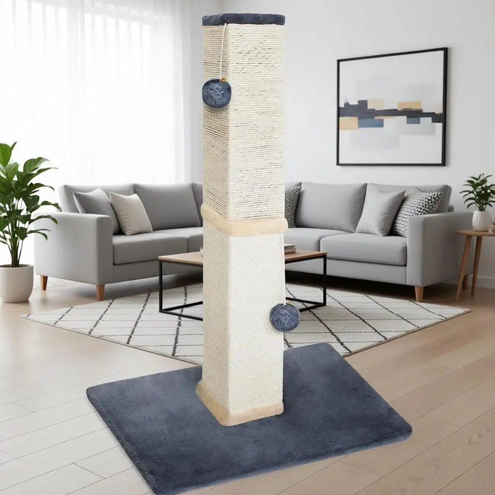 32 Cat Scratching Post Tower with Jingle Bells and Plush Balls, Sisal Tower with Larger Base for Better Stability, Beige
32 Cat Scratching Post Tower with Jingle Bells and Plush Balls, Sisal Tower with Larger Base for Better Stability, Beige