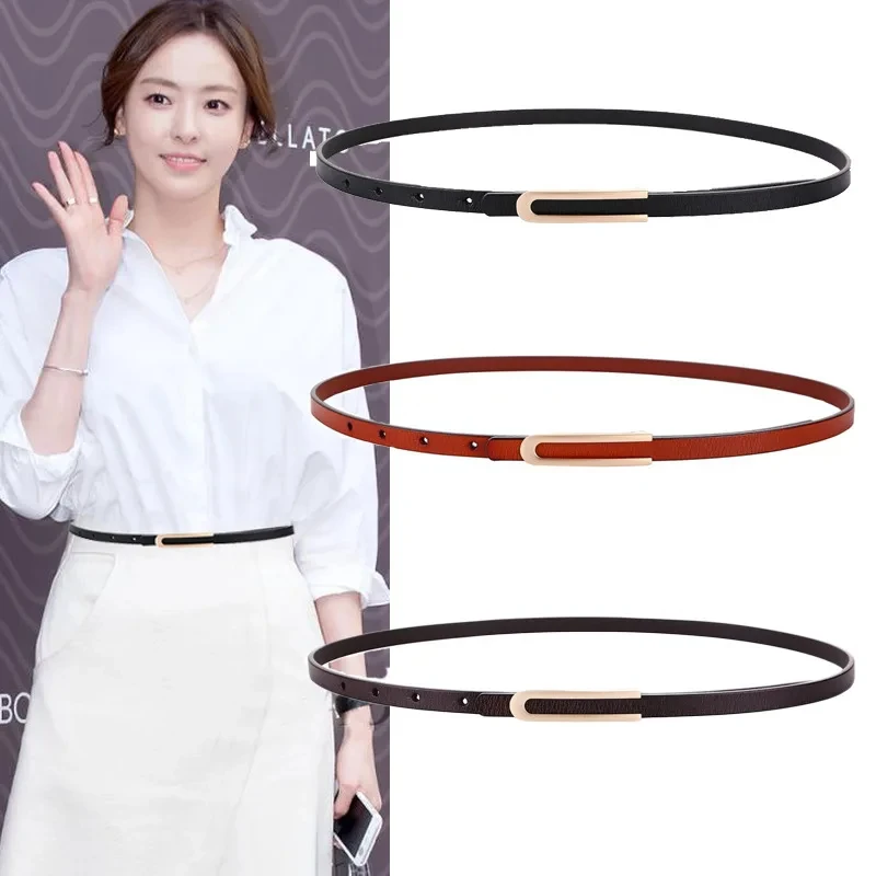 High Quality Cowhide Leather Thin Belts for Women U-shaped Smooth Buckle Luxury Brand Fashion Dress Decoration Women's Belts
High Quality Cowhide Leather Thin Belts for Women U-shaped Smooth Buckle Luxury Brand Fashion Dress Decoration Women's Belts