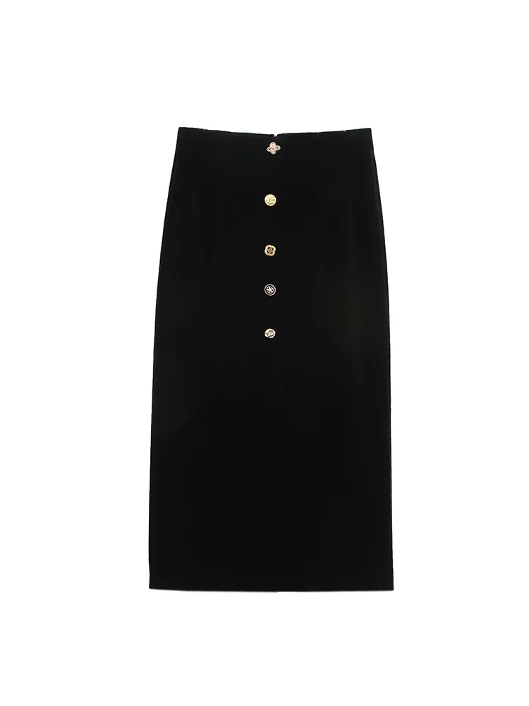 Willshela Women Fashion With Button Black Back Zipper Straight Midi Skirt Vintage High Waist Female Chic Lady Skirts
Willshela Women Fashion With Button Black Back Zipper Straight Midi Skirt Vintage High Waist Female Chic Lady Skirts