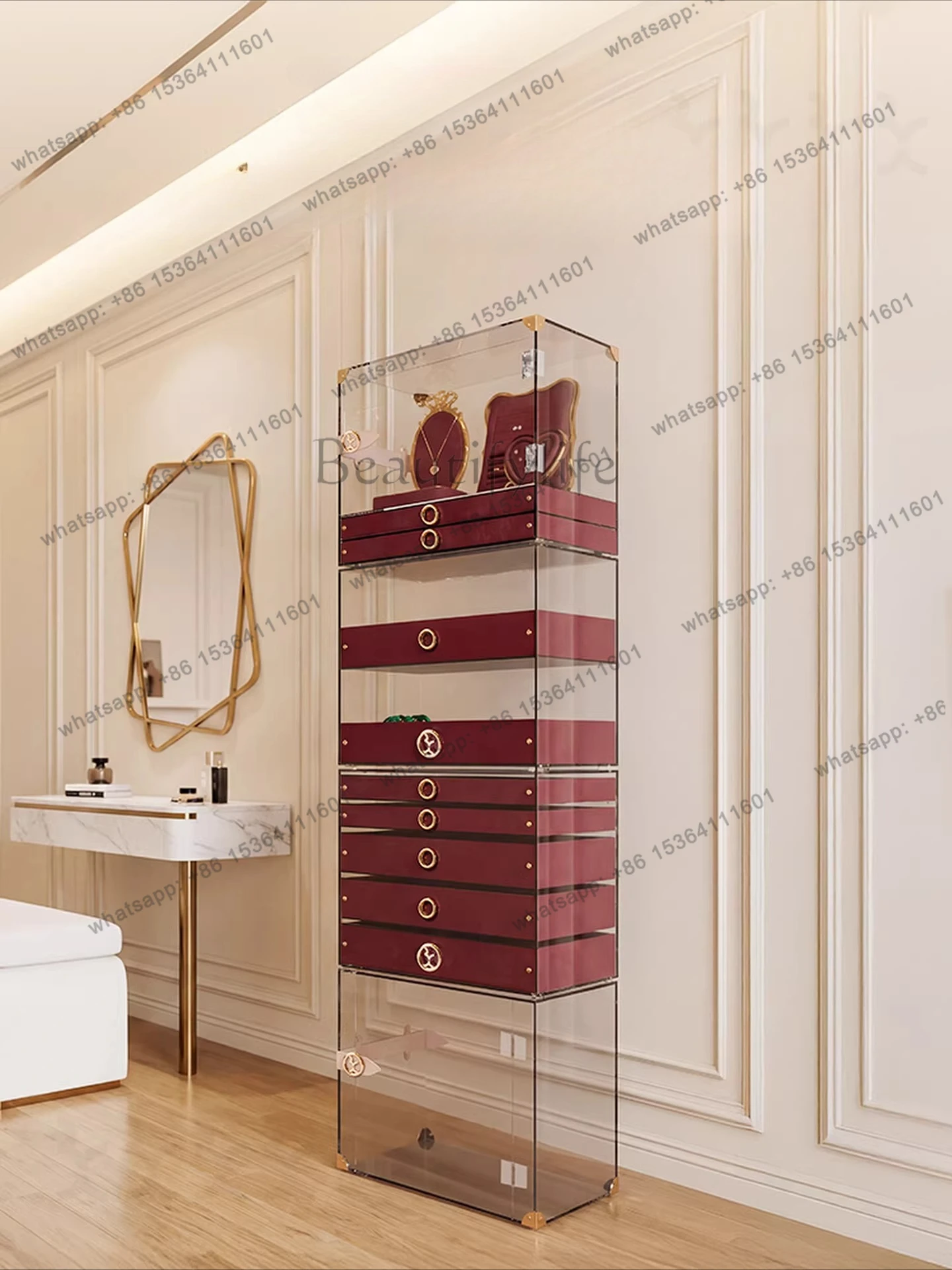 Transparent jewelry storage box, desktop shelf, household drawer, floor-to-ceiling storage cabinet.
Transparent jewelry storage box, desktop shelf, household drawer, floor-to-ceiling storage cabinet.