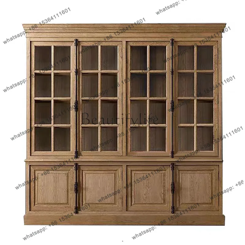 American solid wood bookcase with glass door household bookshelf dustproof floor-to-wall storage cabinet
American solid wood bookcase with glass door household bookshelf dustproof floor-to-wall storage cabinet
