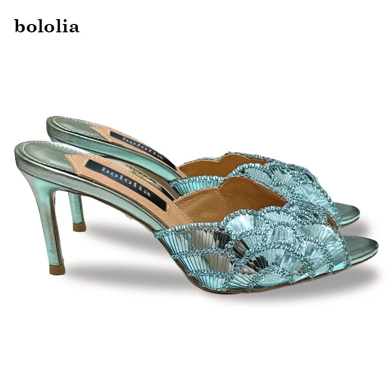 BOLOLIA High Quality Sexy Sequin Handmade High-heeled Sandals Oxhide Sole Women's Wedding Party Plus Size Slippers
BOLOLIA High Quality Sexy Sequin Handmade High-heeled Sandals Oxhide Sole Women's Wedding Party Plus Size Slippers