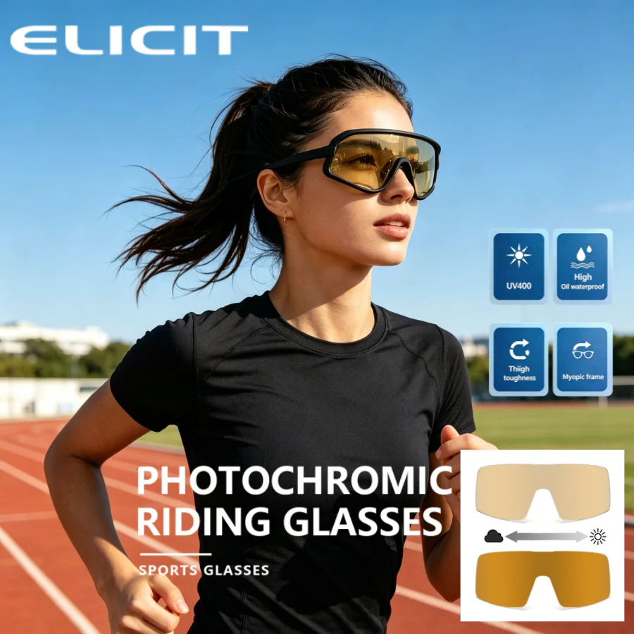 ELICIT Cycling Photochromic Glasses UV400 Protection Sport Sunglasses Bike Mountain Bicycle Hiking Camping Runing Eyewear E809
ELICIT Cycling Photochromic Glasses UV400 Protection Sport Sunglasses Bike Mountain Bicycle Hiking Camping Runing Eyewear E809