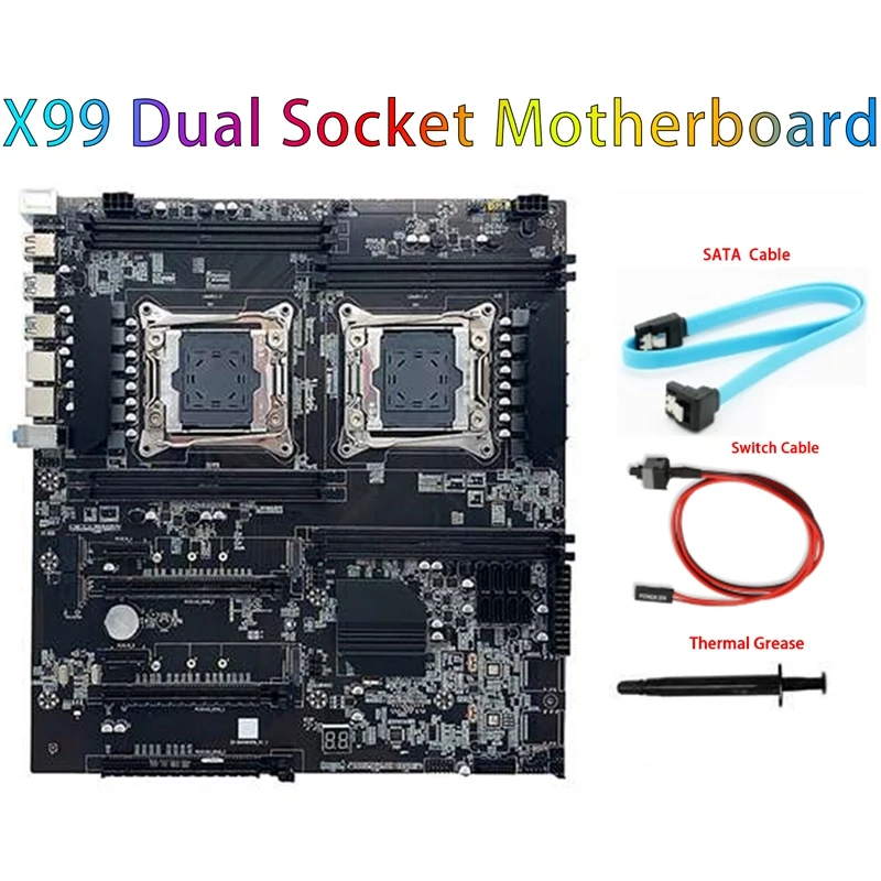 X99 Dual-Socket Motherboard Support RECC DDR4 Memory Black With SATA Cable+Switch Cable+Thermal Grease
X99 Dual-Socket Motherboard Support RECC DDR4 Memory Black With SATA Cable+Switch Cable+Thermal Grease