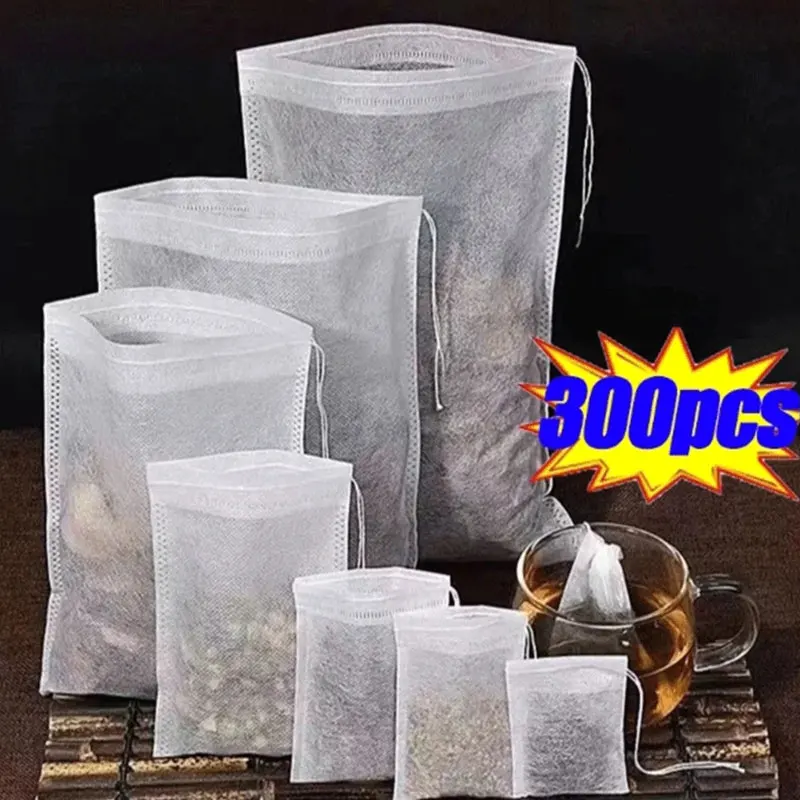 300pcs/lot Disposable Teabags Non-woven Fabric Tea Filter Bags for Coffee Spice Tea Bag with Drawstring Filters Kitchen Teaware
300pcs/lot Disposable Teabags Non-woven Fabric Tea Filter Bags for Coffee Spice Tea Bag with Drawstring Filters Kitchen Teaware