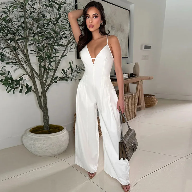 Elegant One Piece Outfits Woman Rompers and Jumpsuits Club Party Birthday Spaghetti Strap Backless High Waist Wide Leg Overalls
Elegant One Piece Outfits Woman Rompers and Jumpsuits Club Party Birthday Spaghetti Strap Backless High Waist Wide Leg Overalls