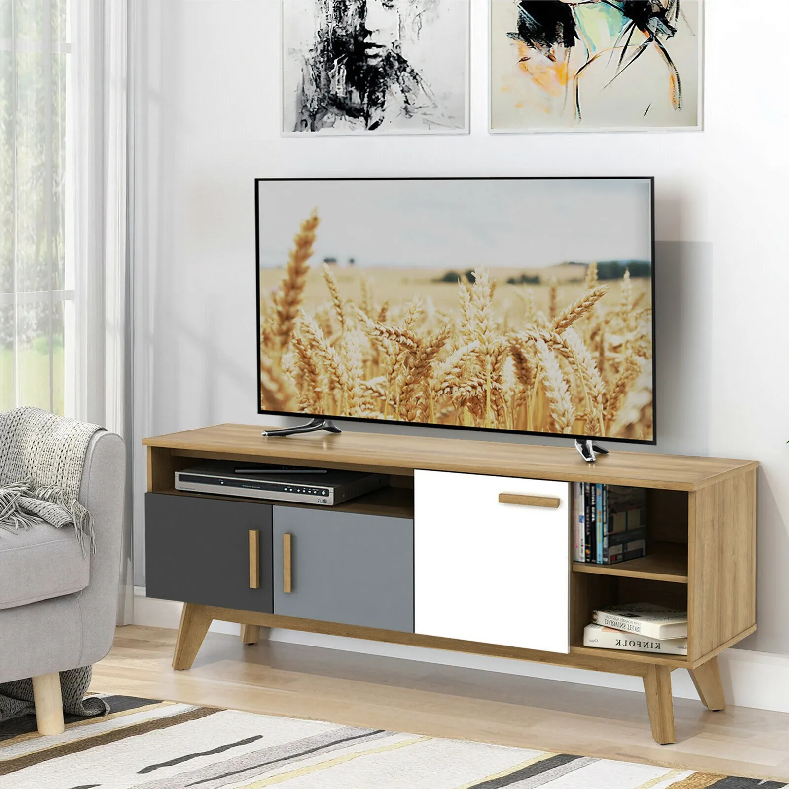 TV Stand for TVs up to 65" Entertainment Center Console w/ Adjustable Shelf
TV Stand for TVs up to 65" Entertainment Center Console w/ Adjustable Shelf