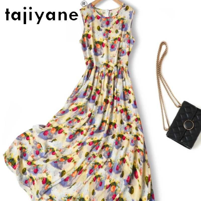 Tajiyane 100% Mulberry Silk Summer Retro High-end Printed Silk Fresh A-line Sweet Dress Robe Sexy Femme Summer Dress Ladies
Tajiyane 100% Mulberry Silk Summer Retro High-end Printed Silk Fresh A-line Sweet Dress Robe Sexy Femme Summer Dress Ladies