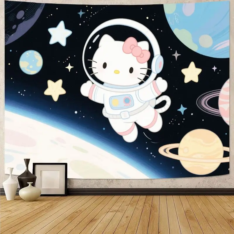 1 шт., космический гобелен Sanrio Hello Kitty Astronaut, розовый кавайный подарок для девочек, настенное искусство из полиэстера для декора спальни, гостиной, общежития
1 шт., космический гобелен Sanrio Hello Kitty Astronaut, розовый кавайный подарок для девочек, настенное искусство из полиэстера для декора спальни, гостиной, общежития
