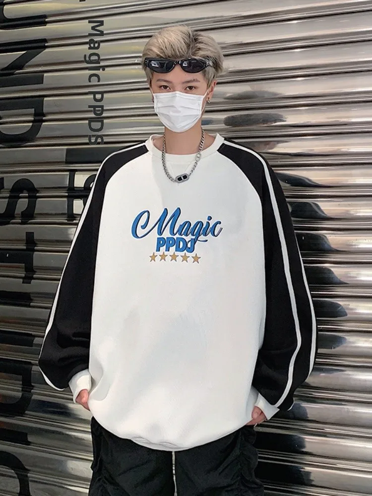 Spring Autumn Men's round Ne Sweatirt Letter Print American Retro Striped Patchwork Sportswear Jaet Casual Loose Fit
Spring Autumn Men's round Ne Sweatirt Letter Print American Retro Striped Patchwork Sportswear Jaet Casual Loose Fit