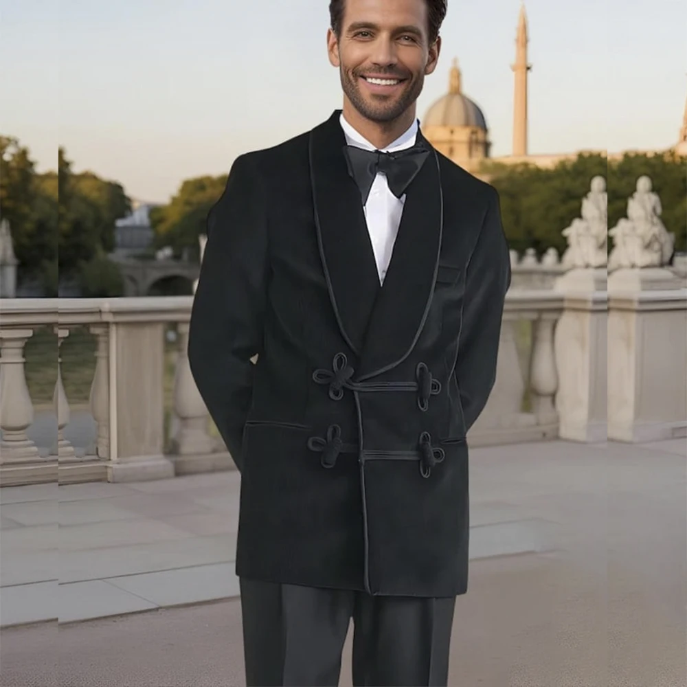 Casual Men's Suits Balck Velvet Shawl Lapel Skinny 2 Piece Jacket Pants Sets High Quality Male Clothing Costume Homme 2025
Casual Men's Suits Balck Velvet Shawl Lapel Skinny 2 Piece Jacket Pants Sets High Quality Male Clothing Costume Homme 2025