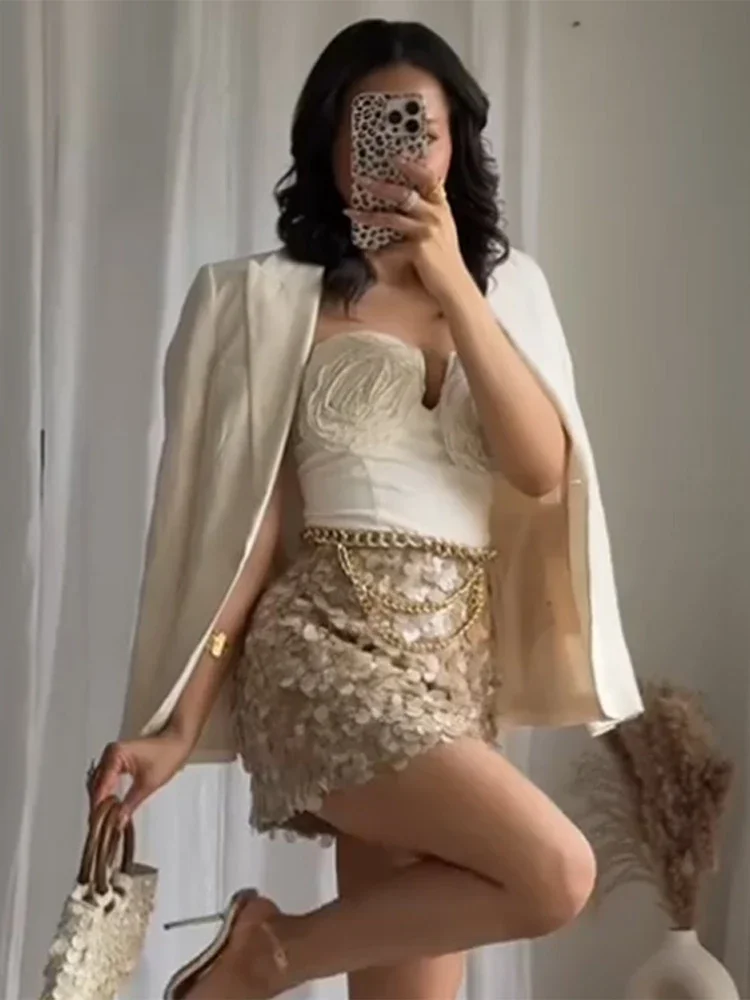 Sexy 3D Flower Top Party Set Women Fashion Sleeveless Tube Top Sequin Mini High Waist Shorts Summer Shinny Zipper Suit Lady
Sexy 3D Flower Top Party Set Women Fashion Sleeveless Tube Top Sequin Mini High Waist Shorts Summer Shinny Zipper Suit Lady