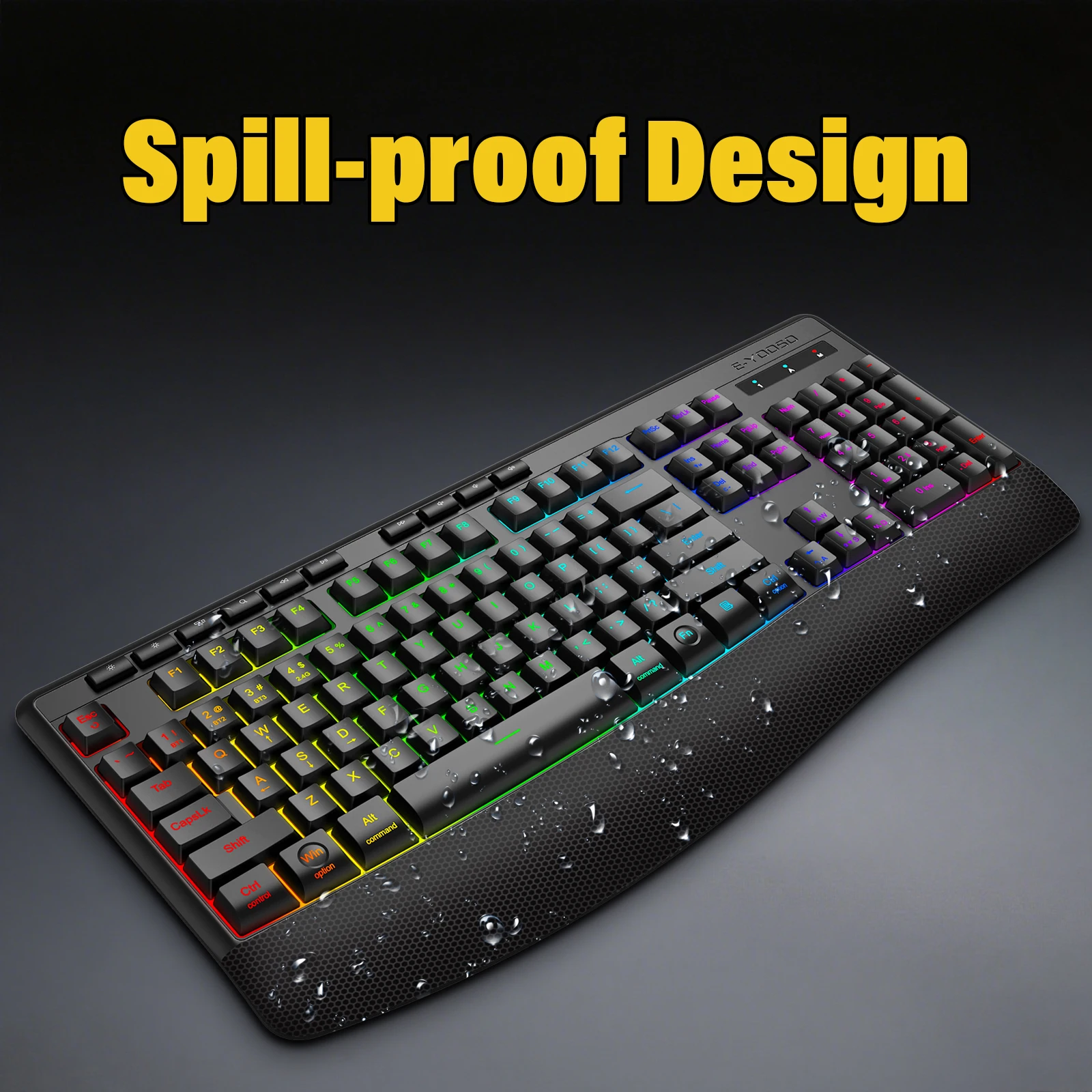 3-Mode Wireless Gaming Keyboard, 104-Key RGB, Quiet & Splash-Proof with Wrist Rest
3-Mode Wireless Gaming Keyboard, 104-Key RGB, Quiet & Splash-Proof with Wrist Rest