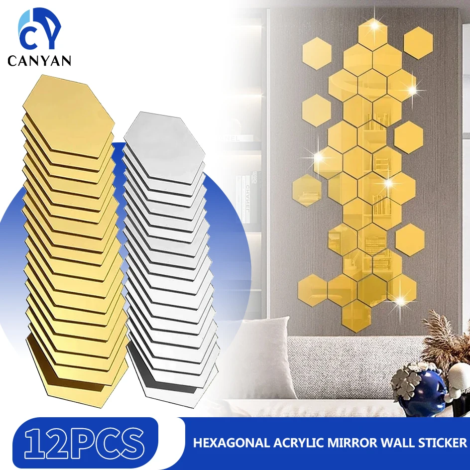 12/24pcs Hexagonal Acrylic Mirror Wall Sticker Mirror Solid Paster Self-adhesive Gold Silver Decals Home Bedroom Art Decoration
12/24pcs Hexagonal Acrylic Mirror Wall Sticker Mirror Solid Paster Self-adhesive Gold Silver Decals Home Bedroom Art Decoration