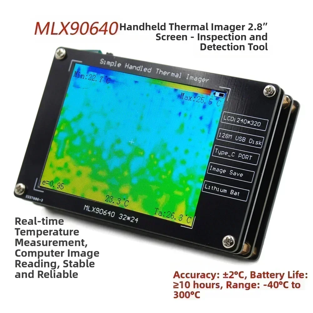 MLX90640 Handheld Thermal Imager With 28 Inch LCD Screen For Temperature For Test Power Tool Accessory In Stock Wholesale
MLX90640 Handheld Thermal Imager With 28 Inch LCD Screen For Temperature For Test Power Tool Accessory In Stock Wholesale