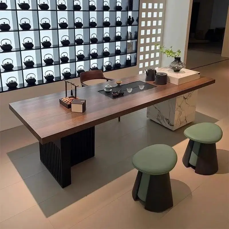 New Chinese creative high-end, marble solid wood tea table home modern high-end tea table
New Chinese creative high-end, marble solid wood tea table home modern high-end tea table
