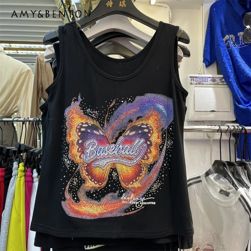 Rhinestone Vest Women's Summer O-Neck Sleeveless Loose Printed Versatile Casual Daily Wear Camisoles Fashion Ladies Top Slings
Rhinestone Vest Women's Summer O-Neck Sleeveless Loose Printed Versatile Casual Daily Wear Camisoles Fashion Ladies Top Slings