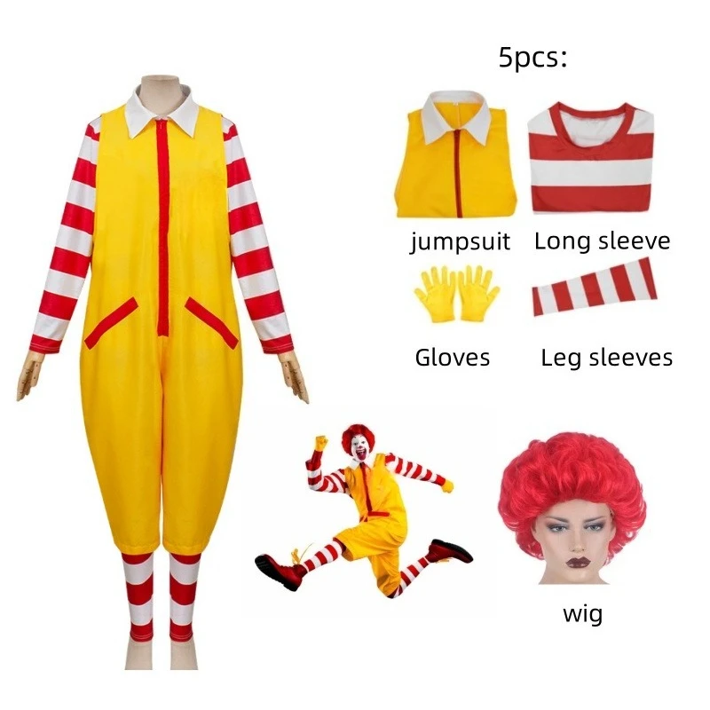 Anime M Uncle Clown Cosplay Parent-Child Costume Jumpsuits Fastfood Yellow Clown Clothing for Kids Adult Halloween Suit Wig
Anime M Uncle Clown Cosplay Parent-Child Costume Jumpsuits Fastfood Yellow Clown Clothing for Kids Adult Halloween Suit Wig
