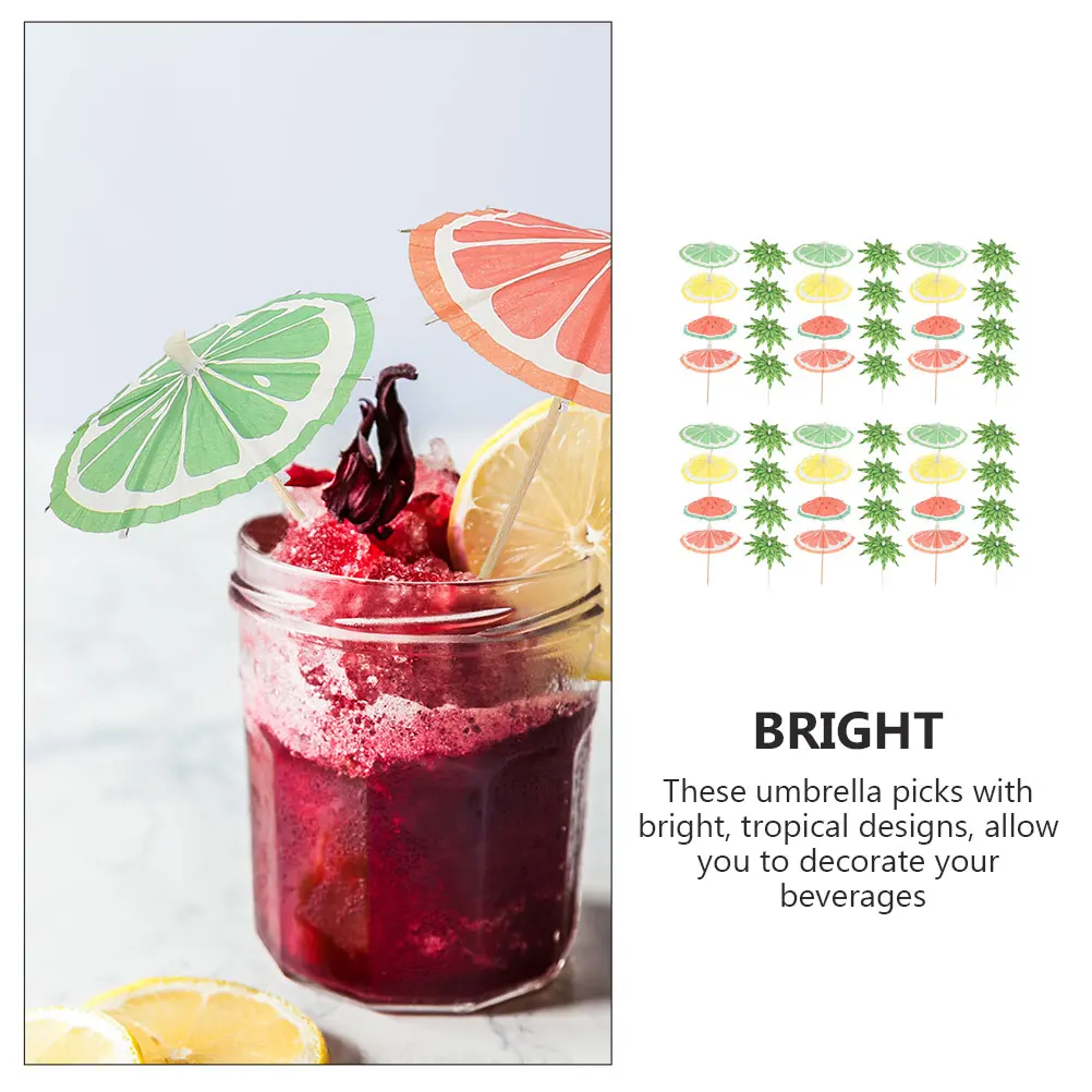 100pcs Fruit Sticks Paper Umbrellas Picks Hawaiian Cocktail Drink Decorations Wood Toothpicks Tropical Safe Bright
100pcs Fruit Sticks Paper Umbrellas Picks Hawaiian Cocktail Drink Decorations Wood Toothpicks Tropical Safe Bright