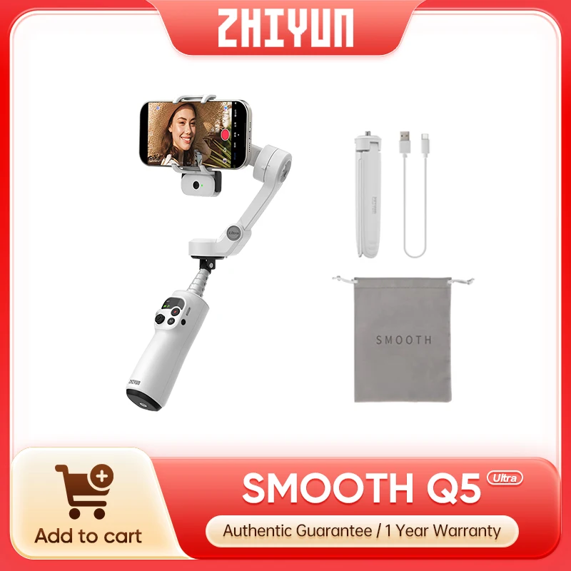 ZHIYUN SMOOTH Q5 Ultra AI Tracker Phone Gimbal Stabilizer Built-in Extension Rod Detachable Voice Remote Control
ZHIYUN SMOOTH Q5 Ultra AI Tracker Phone Gimbal Stabilizer Built-in Extension Rod Detachable Voice Remote Control
