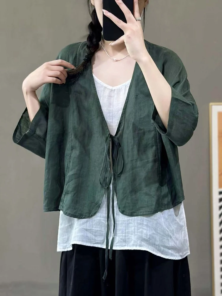 Retro V-ne Belted f-sve Open Cardigan Women's Summer Large Size Loose Pure Color Versatile Breathable Sun Protection ...
Retro V-ne Belted f-sve Open Cardigan Women's Summer Large Size Loose Pure Color Versatile Breathable Sun Protection ...