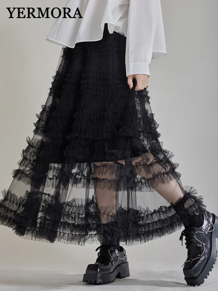 YERMORA High Elastic Waist Black Pleated Mesh Casual Half Body Skirt For Women Loose Fashion Tide Spring Summer 2025 New
YERMORA High Elastic Waist Black Pleated Mesh Casual Half Body Skirt For Women Loose Fashion Tide Spring Summer 2025 New