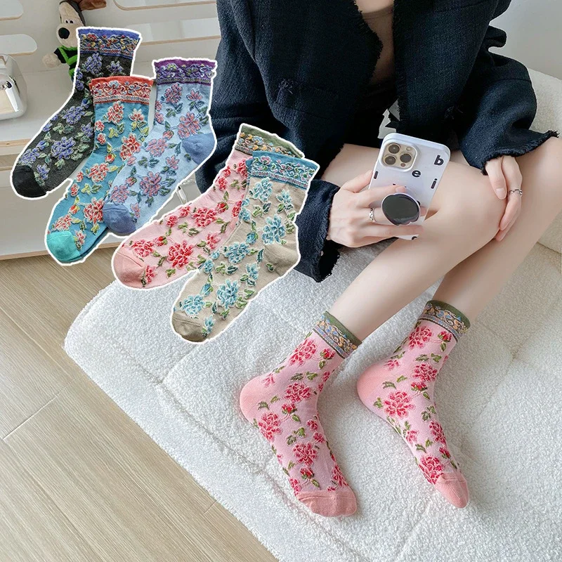 Vintage Women Socks Floral Embossment Ethnic Harajuku Streetwear Middle Tube Socks Women Lolita Kawaii Cute Cotton Long Socks
Vintage Women Socks Floral Embossment Ethnic Harajuku Streetwear Middle Tube Socks Women Lolita Kawaii Cute Cotton Long Socks