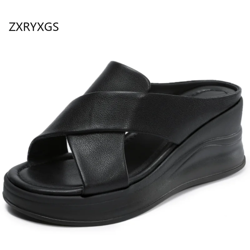 ZXRYXGS Head Layer Cowhide Outerwear Slippers Women's Sandals Wedges Slippers 2026 New Summer Cross Genuine Leather Slipper
ZXRYXGS Head Layer Cowhide Outerwear Slippers Women's Sandals Wedges Slippers 2026 New Summer Cross Genuine Leather Slipper