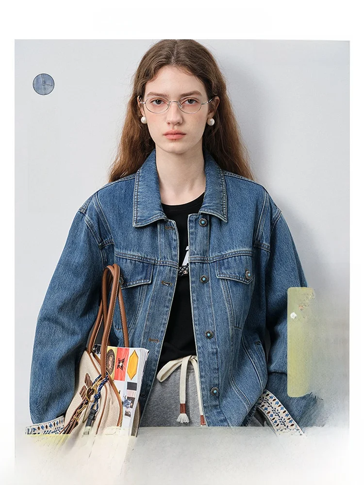 VEGA CHANG Short Denim Jacket Women's Early Spring Floral Sleeve Cuff Fashionable Breathable Long Sleeve Button Decorated Lad...
VEGA CHANG Short Denim Jacket Women's Early Spring Floral Sleeve Cuff Fashionable Breathable Long Sleeve Button Decorated Lad...