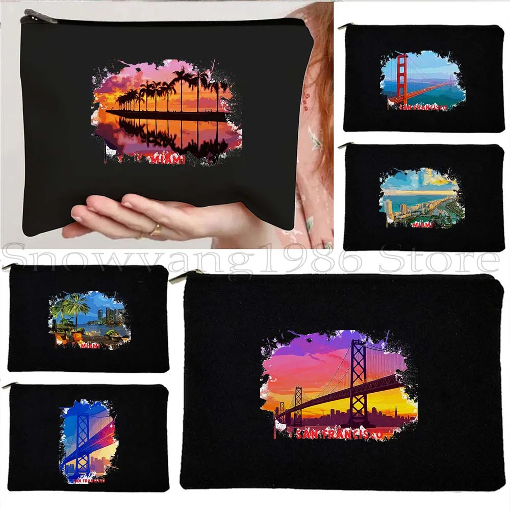 Miami Florida San Francisco Golden Gate Bridge Watercolor Ink Paintings Gifts Canvas Cosmetic Makeup Card Bag Pencil Case Pouch
Miami Florida San Francisco Golden Gate Bridge Watercolor Ink Paintings Gifts Canvas Cosmetic Makeup Card Bag Pencil Case Pouch