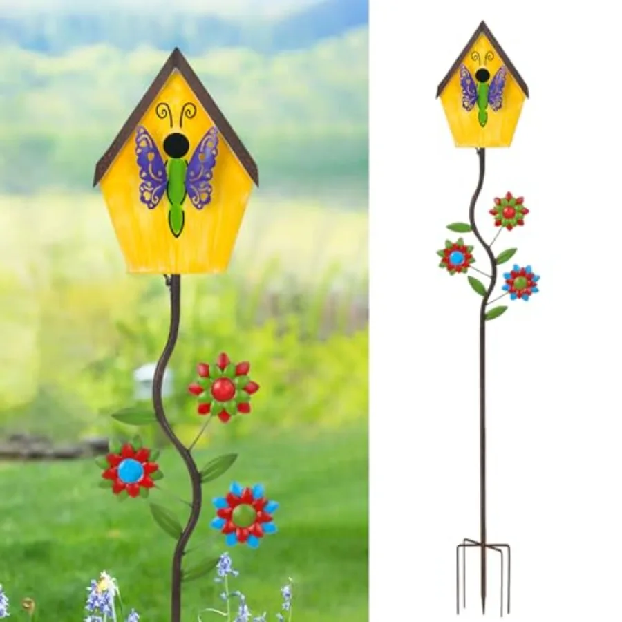 51" Bird Houses Stake for Outside Metal Wild Bird Feeder Birdhouse Stake Pole with Butterfly Design Outdoor Decorations for Pat
51" Bird Houses Stake for Outside Metal Wild Bird Feeder Birdhouse Stake Pole with Butterfly Design Outdoor Decorations for Pat