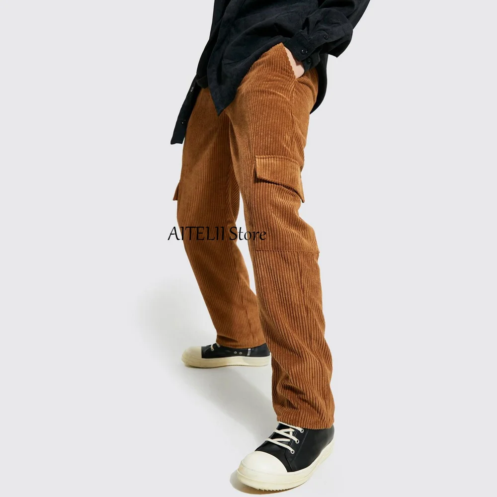 Men's Corduroy Trousers Straight Pants for Man Side Pockets Casual Work Trouser Tailoring Streetwear Classic Clothing
Men's Corduroy Trousers Straight Pants for Man Side Pockets Casual Work Trouser Tailoring Streetwear Classic Clothing