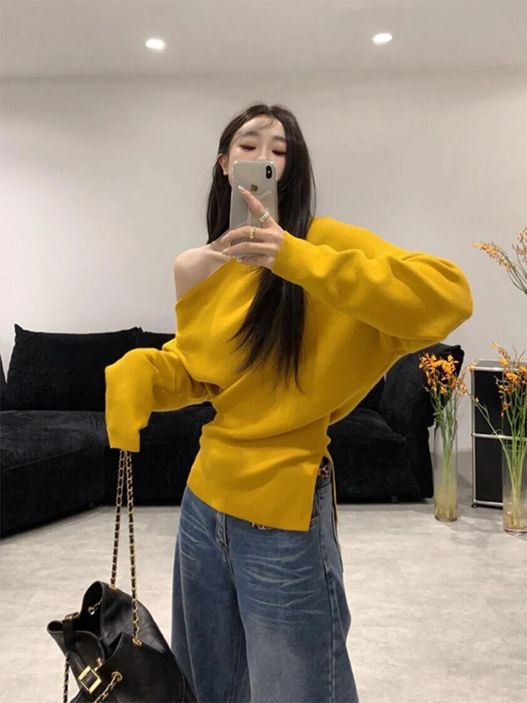 Korean Style Short Yellow One Shoulder Long Sleeve Knitted Sweater Women's Autumn Winter Asymmetrical Slit Inner Wear Base ...
Korean Style Short Yellow One Shoulder Long Sleeve Knitted Sweater Women's Autumn Winter Asymmetrical Slit Inner Wear Base ...