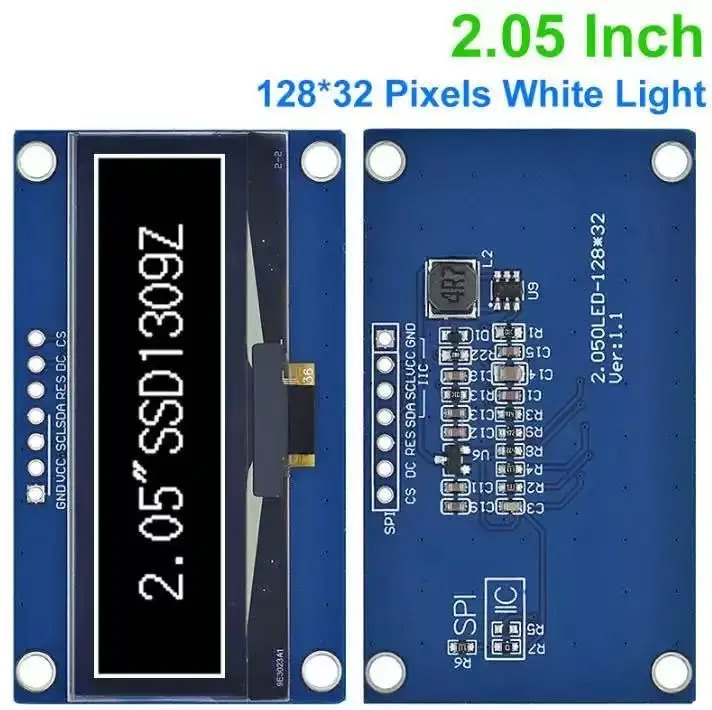 2,05-дюймовый OLED-дисплей TZT 128*32, ЖК-модуль белого цвета, контроллер SSD1309, интерфейс поддержки SPI для Arduino
2,05-дюймовый OLED-дисплей TZT 128*32, ЖК-модуль белого цвета, контроллер SSD1309, интерфейс поддержки SPI для Arduino