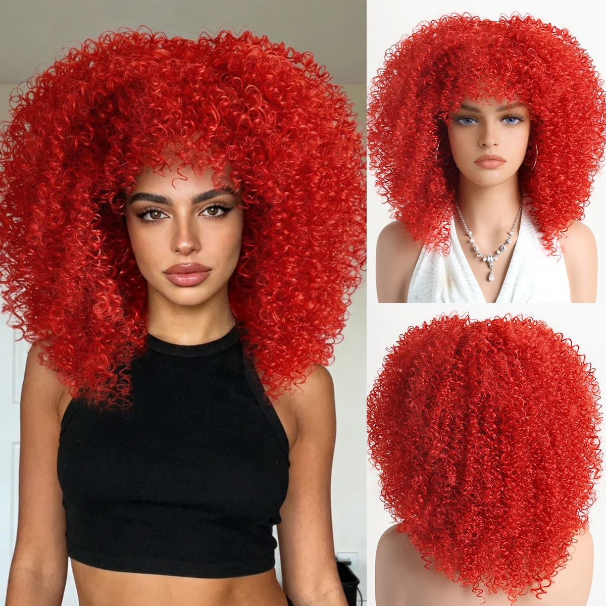 Synthetic Afro Short Kinky Curly Wigs with Bangs 16 Inches Women Natural Glueless Heat Resistant For Daily Party
Synthetic Afro Short Kinky Curly Wigs with Bangs 16 Inches Women Natural Glueless Heat Resistant For Daily Party