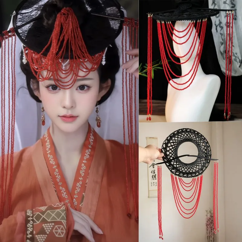 3Pcs Ancient Style Princess Veil Hat with tassel design, classic Chinese style, ideal for Hanfu, cosplay and stage performance
3Pcs Ancient Style Princess Veil Hat with tassel design, classic Chinese style, ideal for Hanfu, cosplay and stage performance