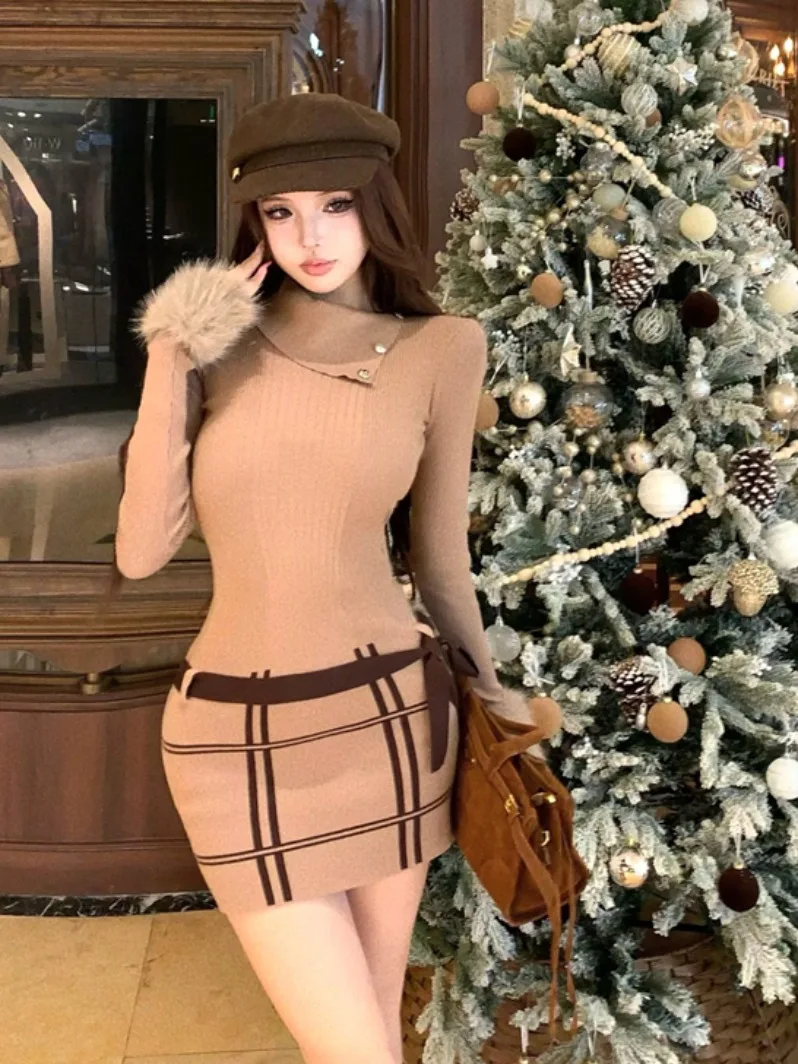 Slim Fit High Ne Knitted Dr with Fur Sve Cuffs Design Winter New Sle Pure Desire ort Skirt for Young Women
Slim Fit High Ne Knitted Dr with Fur Sve Cuffs Design Winter New Sle Pure Desire ort Skirt for Young Women