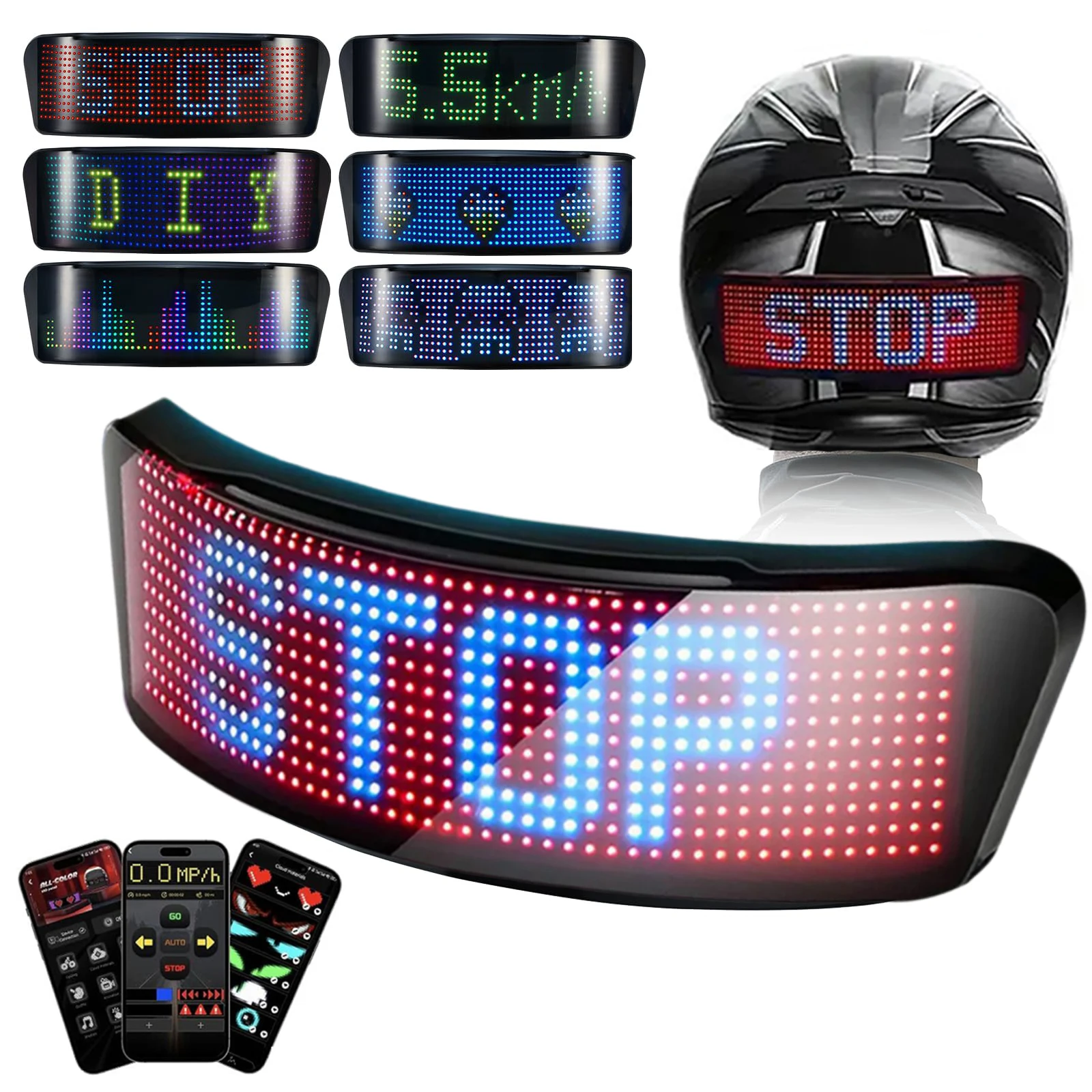 Led Helmet Display Motorcycle Helmet Warning Light Night Riding DIY RGB Bike Helmet Taillight APP Programmable LED Screen
Led Helmet Display Motorcycle Helmet Warning Light Night Riding DIY RGB Bike Helmet Taillight APP Programmable LED Screen