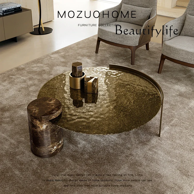 NEW Nordic modern designer water ripple glass round tea table model room living room coffee table
NEW Nordic modern designer water ripple glass round tea table model room living room coffee table