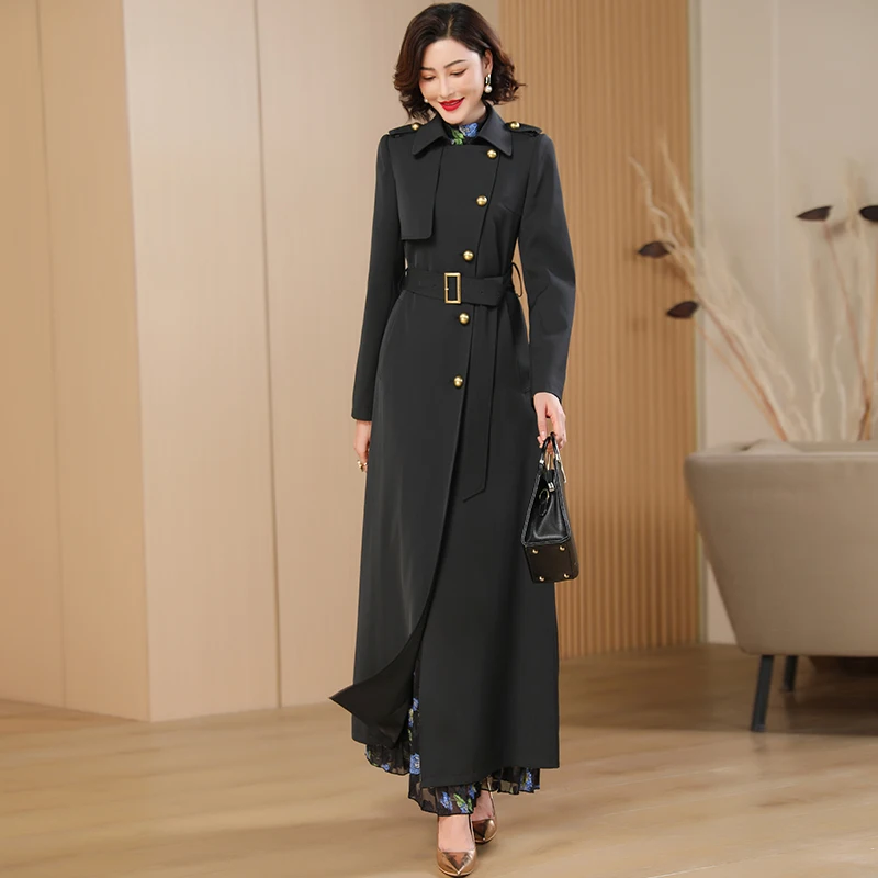 2024 New Trench Women Winter Black Coat X-Long Jacket Single Breasted Turn-down Collar Outwear Office Lady Skirt Hem with Belt
2024 New Trench Women Winter Black Coat X-Long Jacket Single Breasted Turn-down Collar Outwear Office Lady Skirt Hem with Belt
