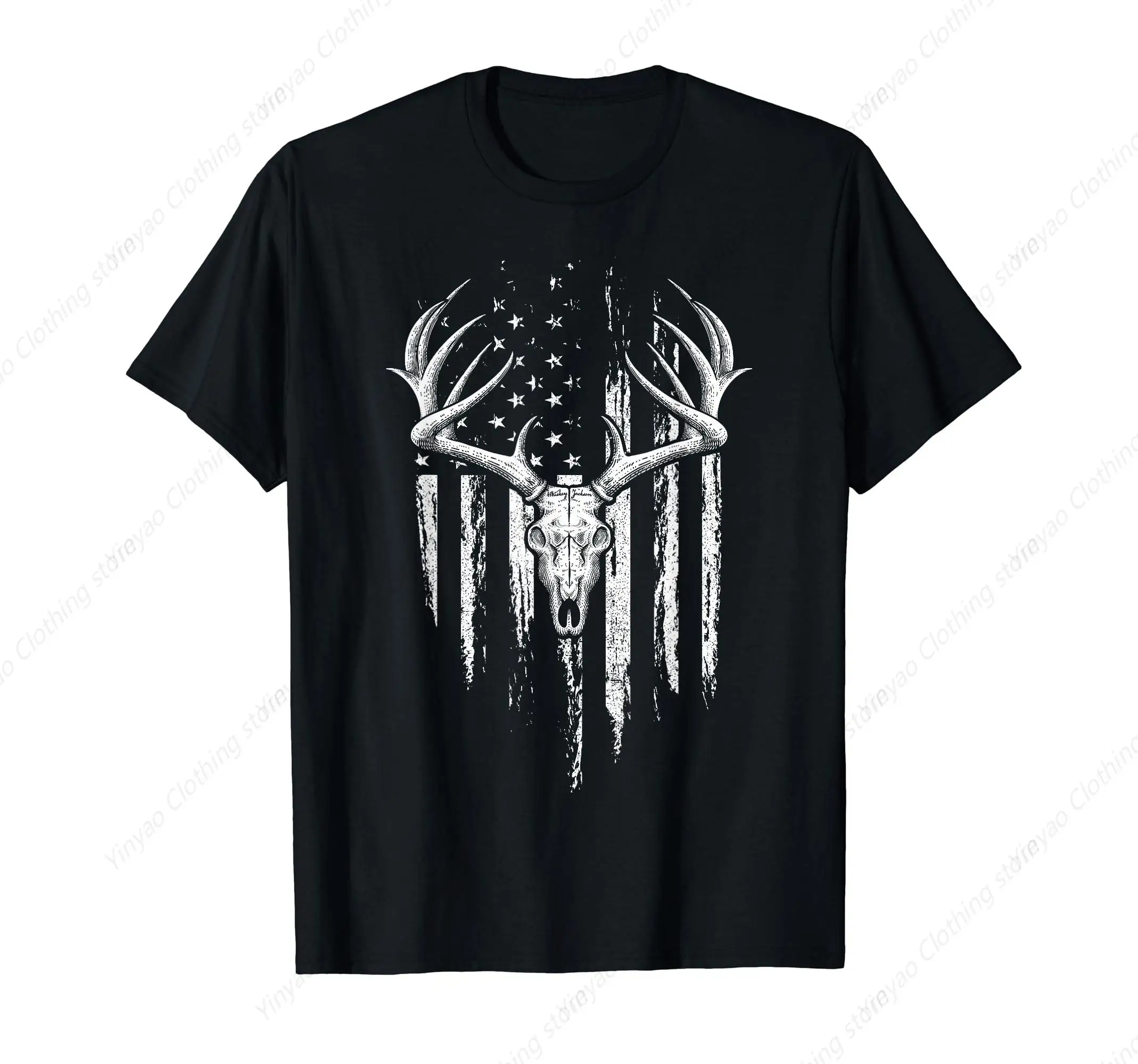 Fun deer head cool street T-shirt fashionable casual personality short sleeved men's and women's cotton top
Fun deer head cool street T-shirt fashionable casual personality short sleeved men's and women's cotton top