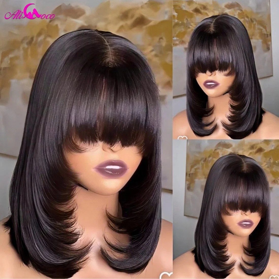 180 Density Wear and Go Short Black Bob Wigs With Bangs Human Hair Glueless 4x1 HD Lace Bob Wig Ready to Go Short Wigs
180 Density Wear and Go Short Black Bob Wigs With Bangs Human Hair Glueless 4x1 HD Lace Bob Wig Ready to Go Short Wigs