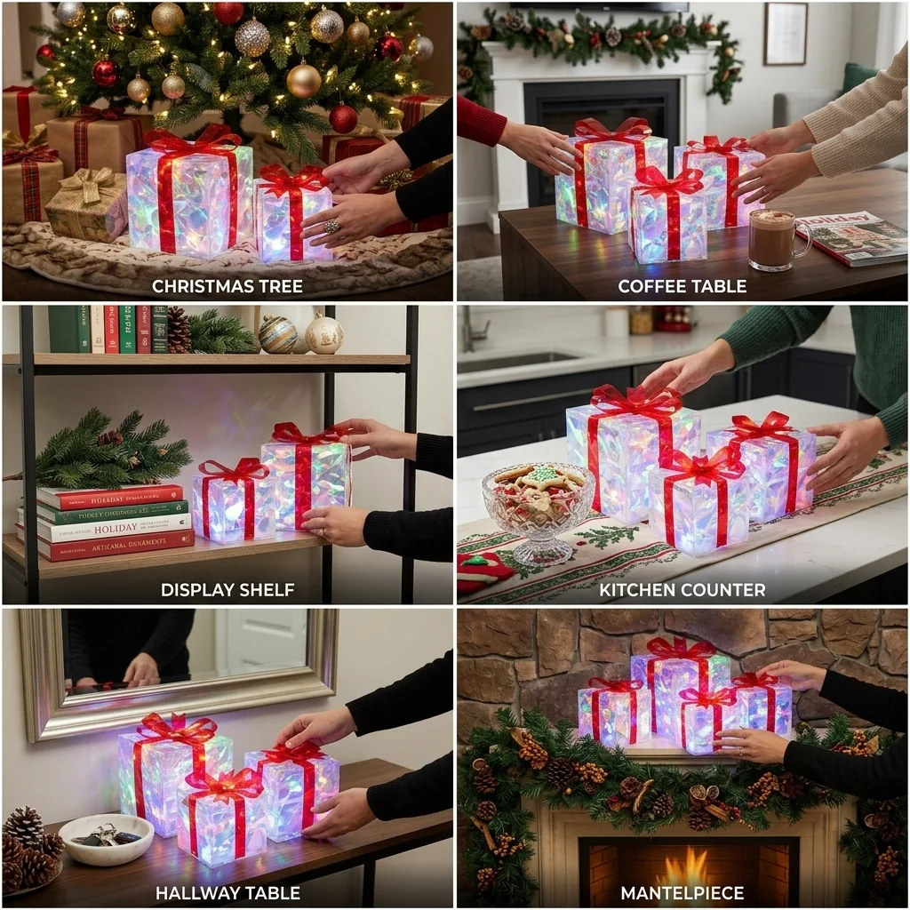3-piece luminous gift box decoration DIY decoration gift box with bow tie party desktop decoration
3-piece luminous gift box decoration DIY decoration gift box with bow tie party desktop decoration